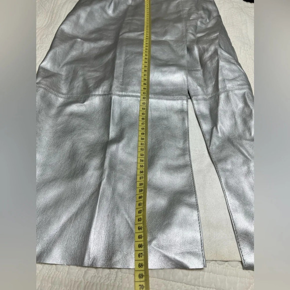 FOREVER 21 SILVER LEATHER MIDI SKIRT SizeXS - Picture 6 of 11